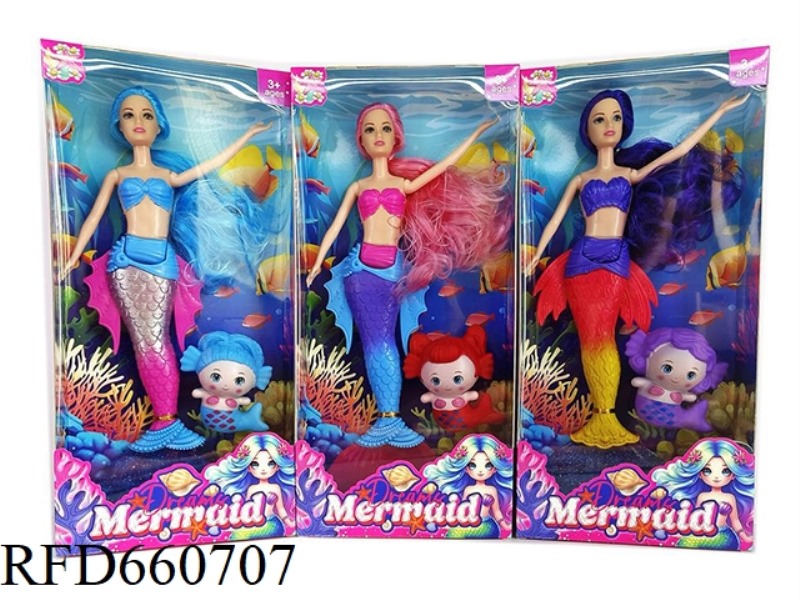 NEW 14-INCH LONG HAIR MERMAID AND CUTE MERMAID THREE MIXED