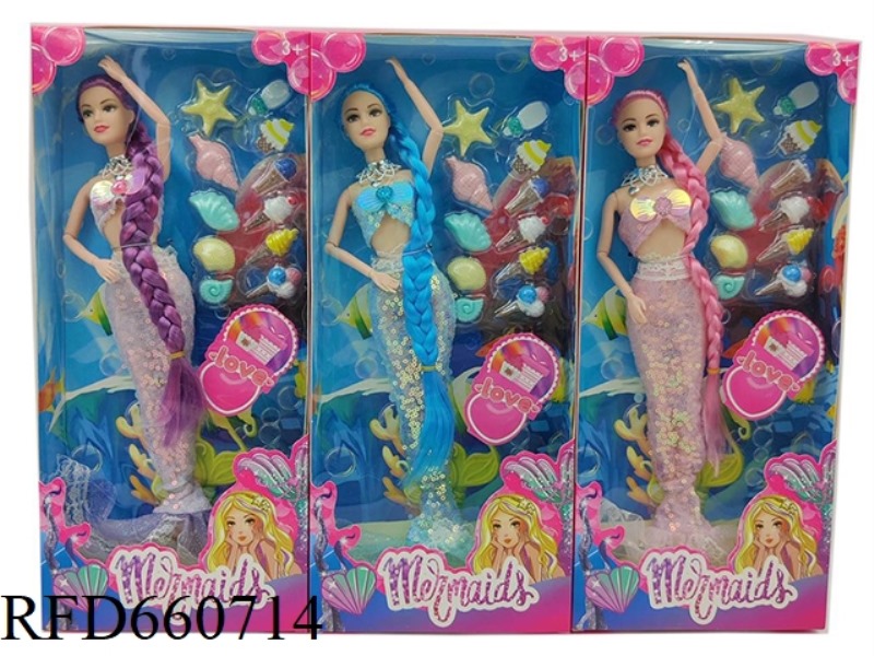 NEW 14-INCH LONG BRAID SPLASH MERMAID NECKLACE WITH SUBMARINE CREATURE BLISTER SET THREE MIXED WITH