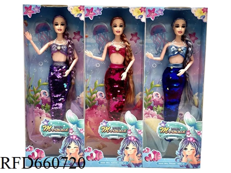 NEW 14-INCH LONG BRAID SPLASH MERMAID THREE MIXED
