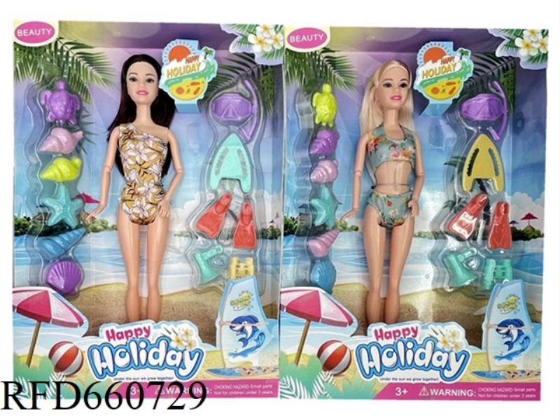 11.5 INCH 9 JOINT BODY SWIMSUIT BARBIE WITH SEA FAIRY BLISTER, SEA SPORTS BLISTER TWO MIXED