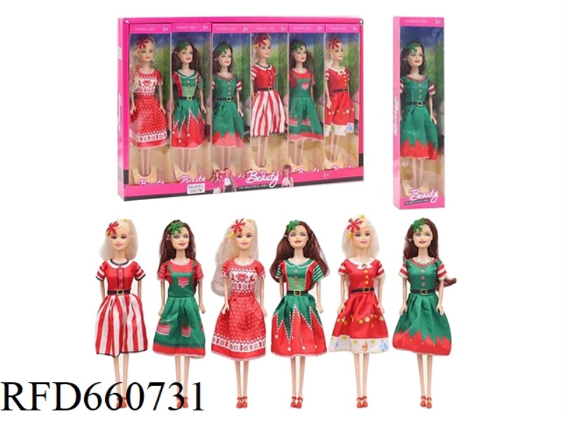 11.5 INCH SOLID FASHION GIRL WITH SHOES SIX MIXED 6PC MIXED