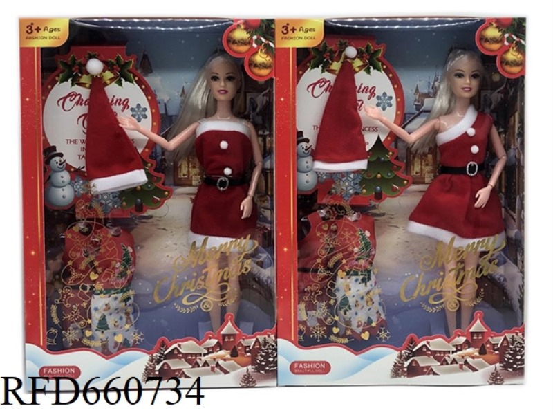 11.5 INCH 9 KNUCKLE SOLID CHRISTMAS THEMED DRESS WITH SNOWMAN AND SANTA HAT MIXED