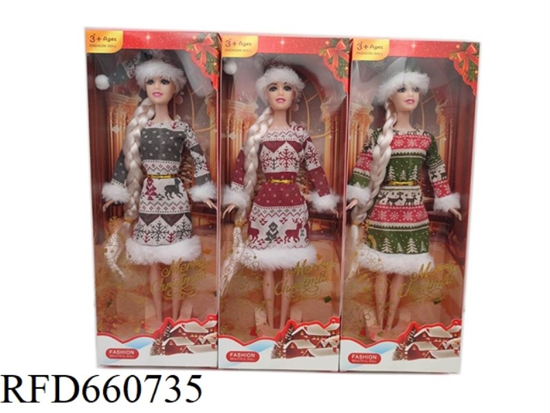 11.5-INCH FULL-BODY BARBIE CHRISTMAS THEMED DRESS IN THREE MIXED STYLES