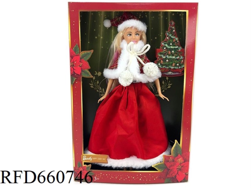 11.5 INCH FULL-BODY BARBIE DRESS WITH HAT CHRISTMAS THEMED DRESS