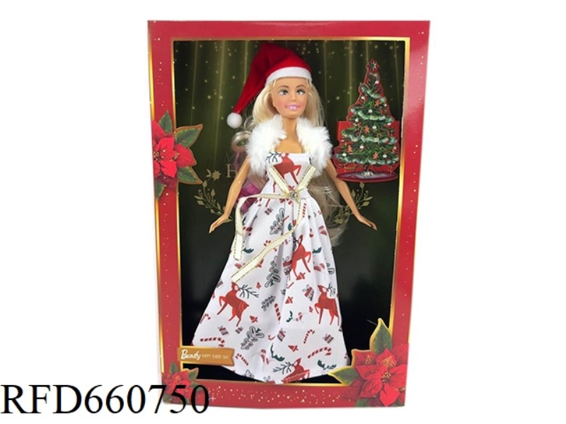 11.5 INCH FULL-BODY BARBIE DRESS WITH HAT CHRISTMAS THEMED DRESS