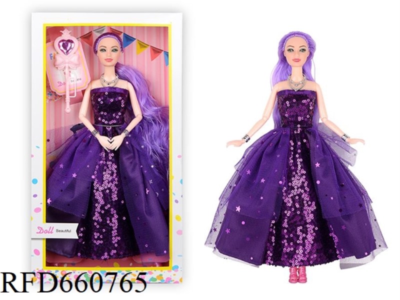 11.5-INCH, 9-JOINTED FASHION SEQUIN DRESS BARBIE WITH BRACELET AND MAGIC WAND