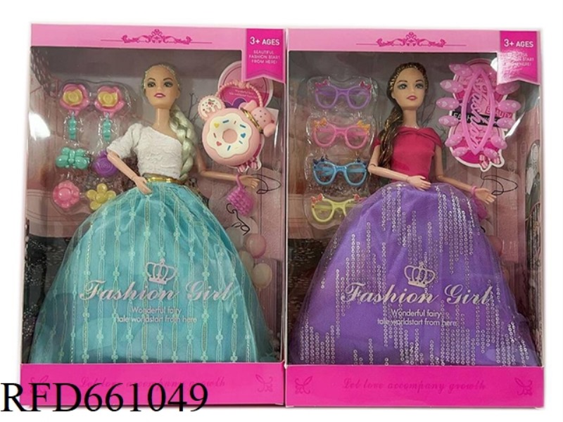 11.5 INCH 9 KNUCKLE REAL WEDDING DRESS BARBIE WITH HANDBAG, MAKEUP AND PLASTIC TWO MIXED