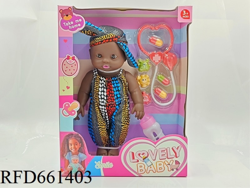VINYL BLACK DOLL NEWBORN DOLL 14-INCH DOLL SIMULATION DOLL