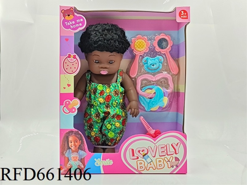 VINYL BLACK DOLL NEWBORN DOLL 14-INCH DOLL SIMULATION DOLL