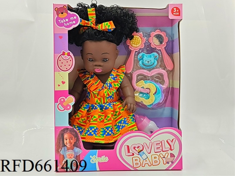 VINYL BLACK DOLL NEWBORN DOLL 14-INCH DOLL SIMULATION DOLL