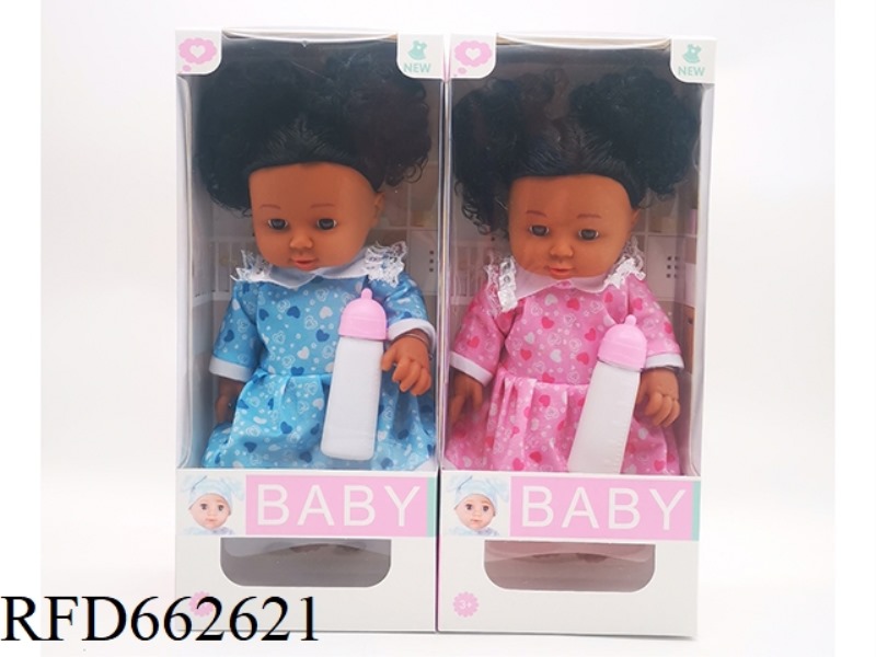 14-INCH FULL-BODY VINYL ELBOW BLACK FAT BOY DOLL WITH MUSIC+BOTTLE