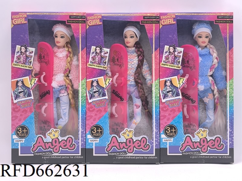 11.5-INCH ELEVEN-JOINT FASHION BARBIE WITH SKIS.