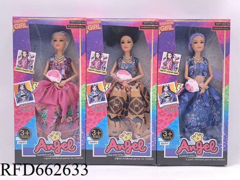 11.5-INCH 9-JOINT BLACK FASHION BARBIE WITH BOUQUET+NECKLACE