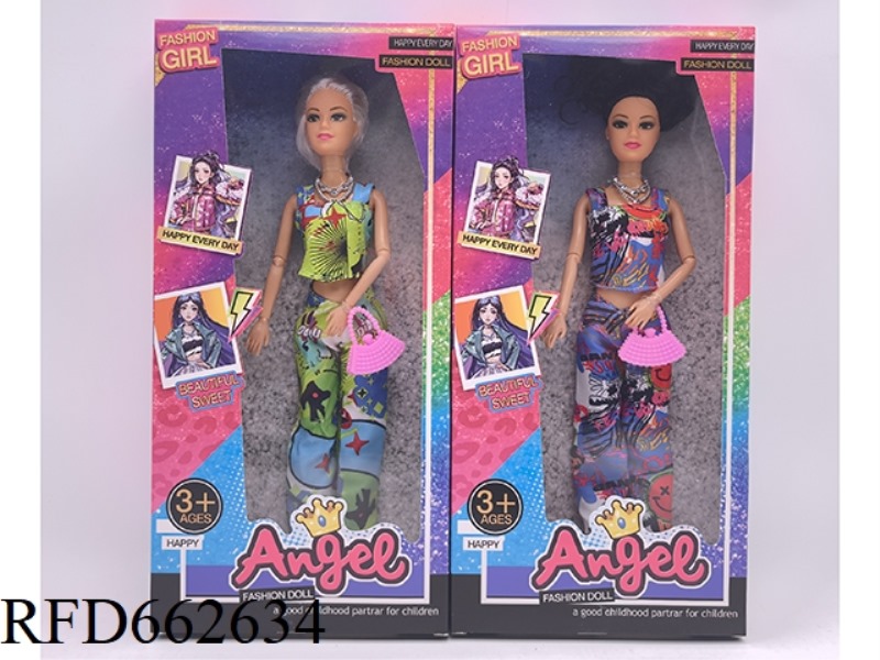 11.5 INCH 9 JOINTS REAL BLACK FASHION BARBIE BAG+NECKLACE