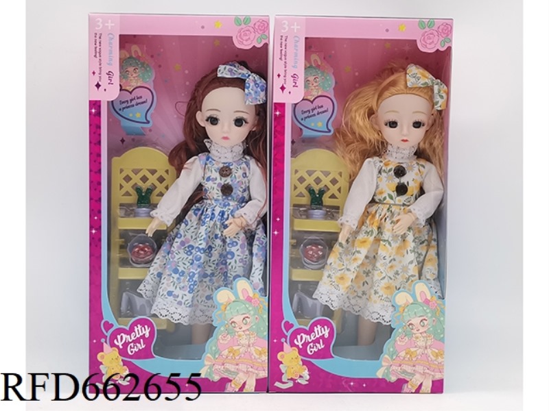 12-INCH MULTI-JOINT 3D EYE PUPIL FASHION DOLL WITH FLOWER BLISTER