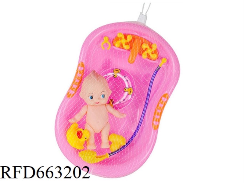 SINGLE 6-INCH VINYL DOLL WITH SWIMMING RING DUCK IN THE BATH