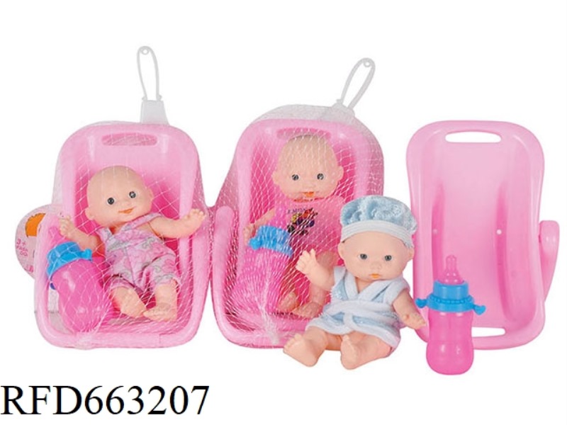 3 5.5-INCH VINYL EMOJI BABY WITH SUITCASE BABY BOTTLE