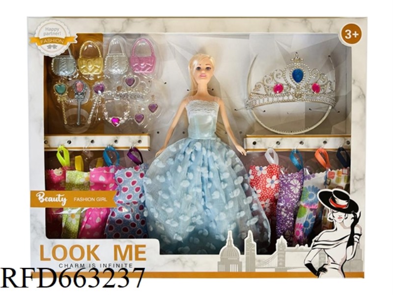 2025 NEW 11.5 INCH LIVE HAND EVENING DRESS WITH SMALL WARDROBE FOUR BAGS FRENCH WAND HAIR CROWN NECK
