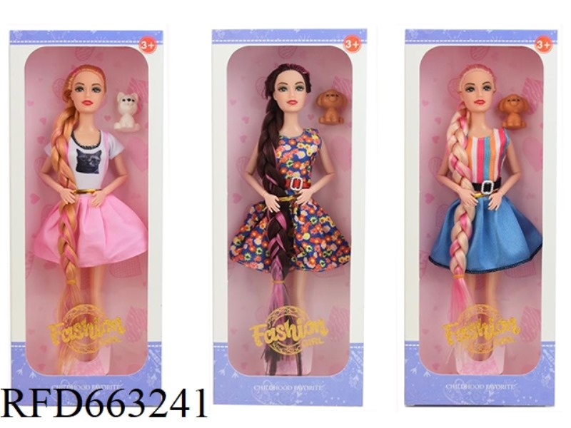 2025 NEW 11.5 INCH 9 JOINT BRAID CASUAL SHORT SKIRT REAL BODY BARBIE WITH DOG THREE RANDOM MIXED