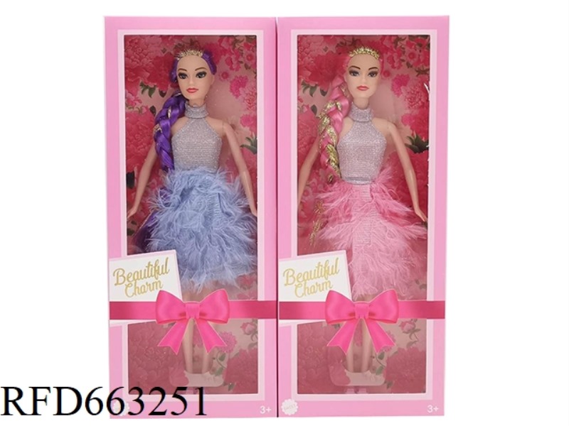 2025 NEW 11.5 INCH BRAIDED HAIR LIVE HAND FEATHER CASUAL DRESS SHORT SKIRT TWO RANDOM MIXED