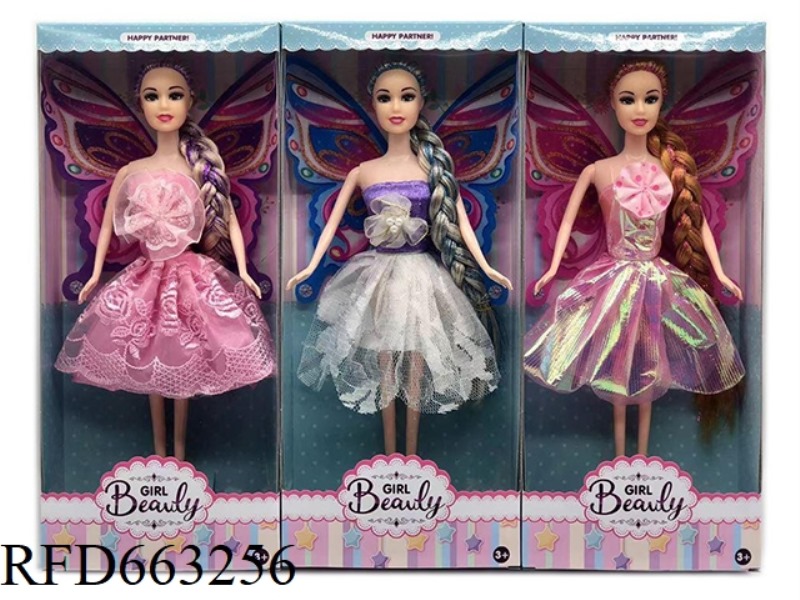 2025 NEW 11.5 INCH LIVE HAND BRAIDED HAIR EVENING DRESS SHORT SKIRT WITH BUTTERFLY WINGS BACKGROUND