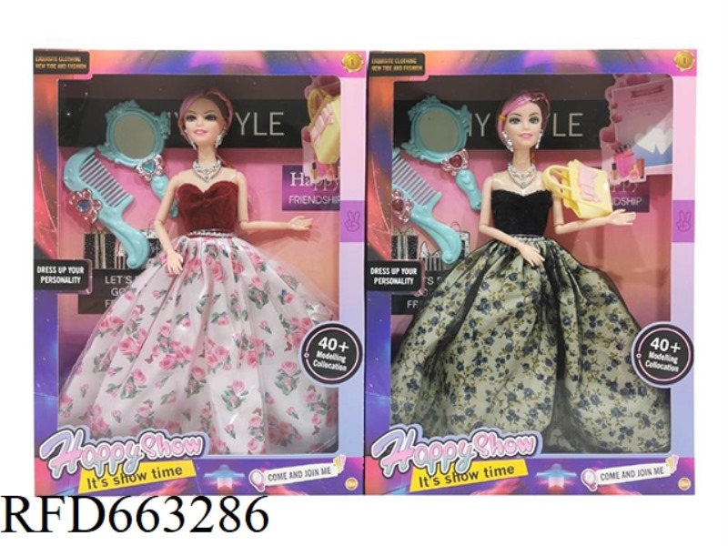 2025 NEW 11.5 INCH 9 JOINT FANCY DRESS DRESS SOLID BARBIE WITH NECKLACE EARRINGS BAG COMB MIRROR TWO