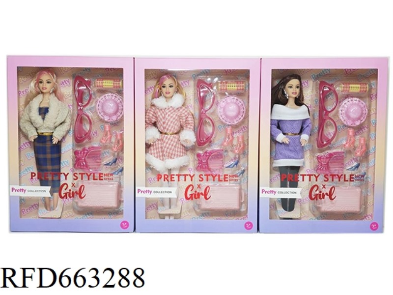 2025 NEW 11.5 INCH 9 JOINT WINTER COTTON-PADDED SOLID BARBIE WITH EARRINGS TWO PAIRS OF SHOES COMB H