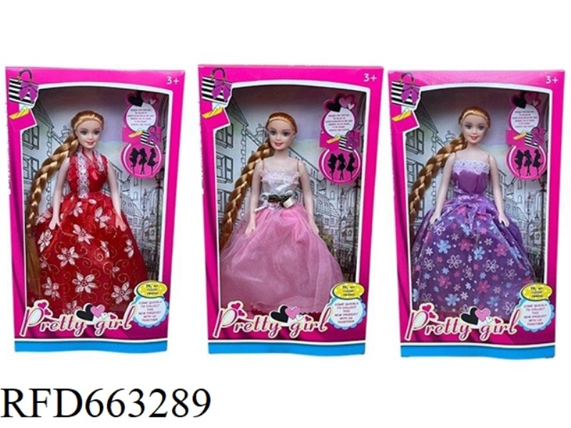 2025 NEW 11.5 INCH EMPTY BRAIDED EVENING DRESS LONG DRESS SOLID BODY BARBIE THREE RANDOM MIXED