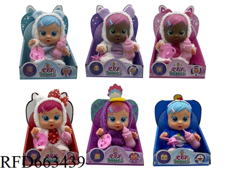 6TH GENERATION 10 INCH VINYL CRYING DOLL WITH FOUR TONES WITH TEARS FUNCTION, WITH SUCTION BOTTLE, W