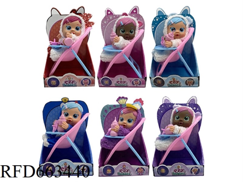 6TH GENERATION 10 INCH VINYL CRYING DOLL WITH DINING CHAIR FOUR TONE MUSIC WITH TEARS FUNCTION, WITH