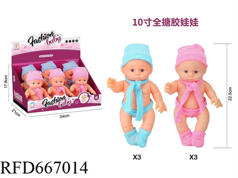 6 PIECES OF 10-INCH FULLY LINED DOLLS
