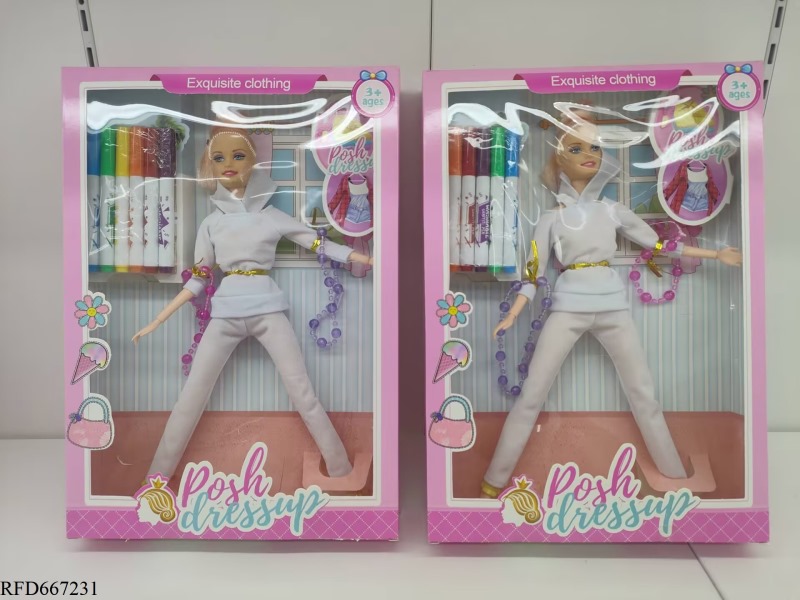 DIY PAINT TWELVE-JOINT BARBIE DOLL CAN BE REPEATEDLY WASHED AND HAND-PAINTED WITH SIX STROKES