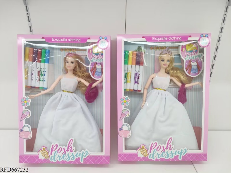 DIY PAINT TWELVE-JOINT BARBIE DOLL CAN BE REPEATEDLY WASHED AND HAND-PAINTED WITH SIX STROKES