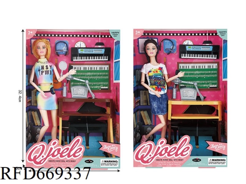 QIAOYUER 11.5 INCH ARTICULATED DOLL PIANO TEACHER SET