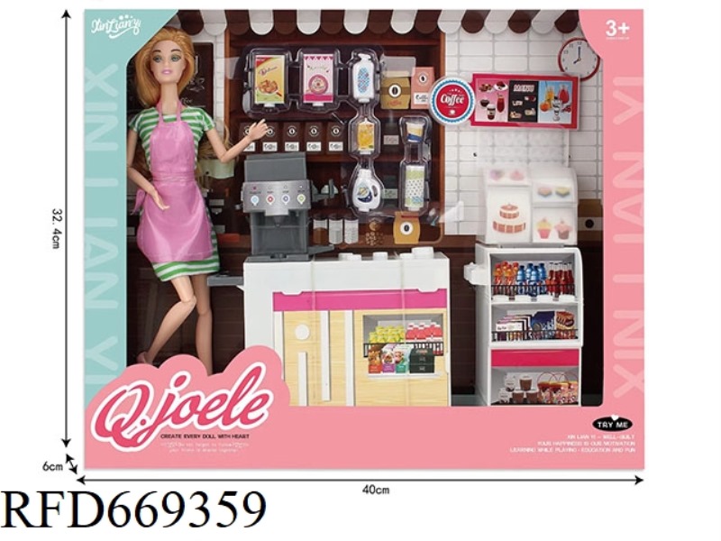 QIAO LEER 11.5 INCH ARTICULATED DOLL COFFEE SHOP SET
