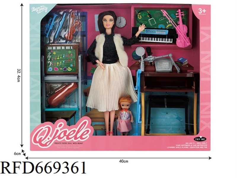 QIAOYUER 11.5 INCH ARTICULATED DOLL MUSIC CLASSROOM SET