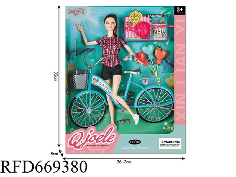 QIAO LEER 11.5 INCH ARTICULATED DOLL BICYCLE SET
