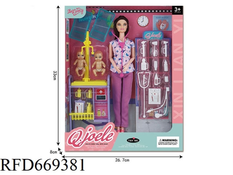 QIAO LEER 11.5 INCH JOINT DOLL NURSE PRACTITIONER SET