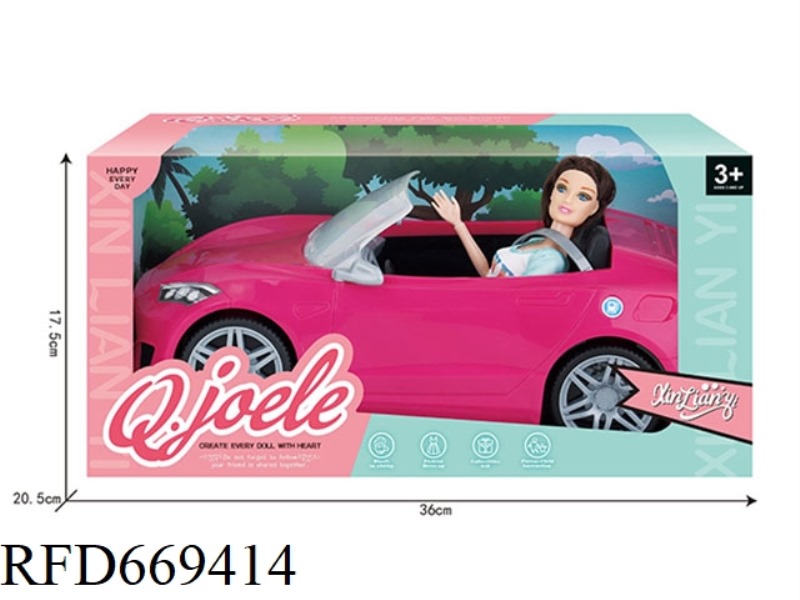 JOELLE 11.5 INCH ARTICULATED DOLL SPORTS CAR SET