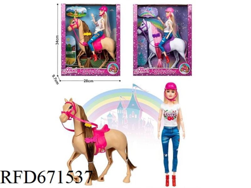RIDING JOURNEY: 11.5-INCH REAL 12-JOINT DOLL WITH FOAL + HELMET
