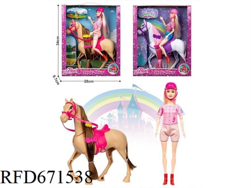 RIDING JOURNEY: 11.5-INCH REAL 12-JOINT DOLL WITH FOAL + HELMET