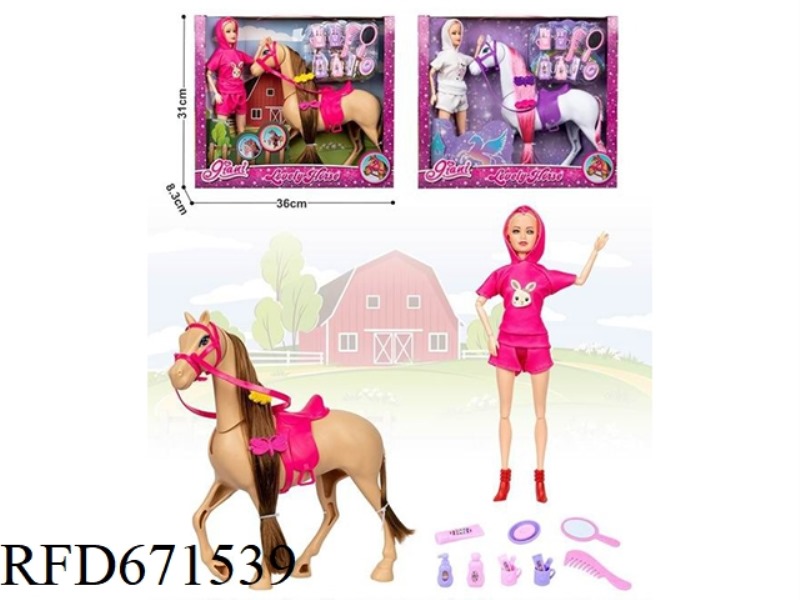 11.5-INCH REAL 12-JOINT DOLL WITH FOAL + CLEANING PRODUCTS