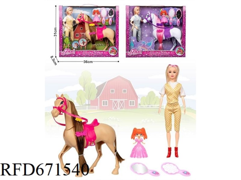 11.5-INCH FULL-LENGTH 12-JOINT DOLL WITH A COLT, A LITTLE PRINCESS AND A COMB MIRROR
