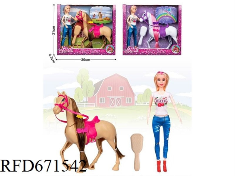 11.5-INCH REAL 12-JOINT DOLL WITH A FOAL AND A COMB
