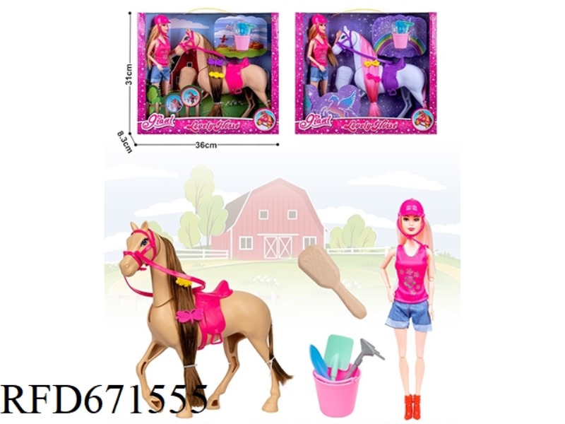 11.5-INCH REAL 12-JOINT DOLL WITH FOAL + HELMET. BUCKET BEACH SUPPLIES WITH COMBS