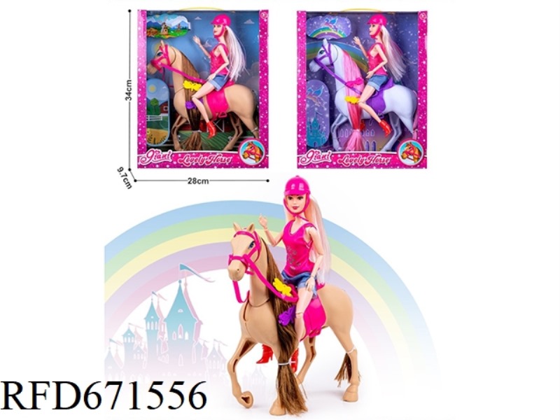 RIDING JOURNEY: 11.5-INCH REAL 12-JOINT DOLL WITH FOAL + HELMET
