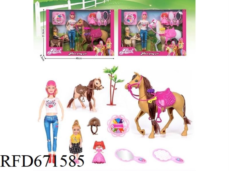 12-INCH BARBIE WITH 5-INCH LITTLE KELLY PARENT-CHILD HORSE TRAINING SET + ACCESSORIES