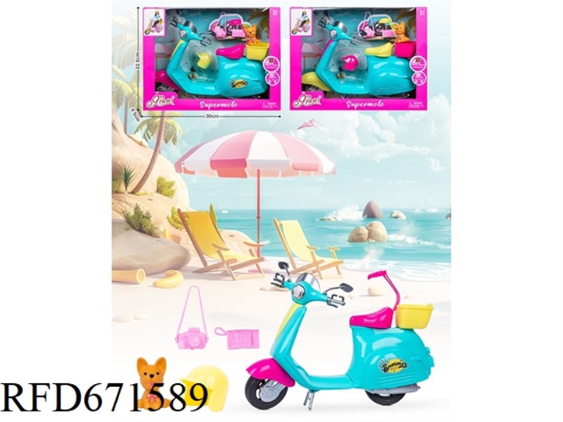 BARBIE DOLL MOTORCYCLE WITH PAPARAZZI CAMERA BAG