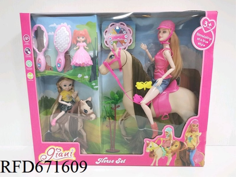 11.5-INCH RIDING BARBIE WITH 5-INCH RIDING LITTLE KELLY + ACCESSORIES