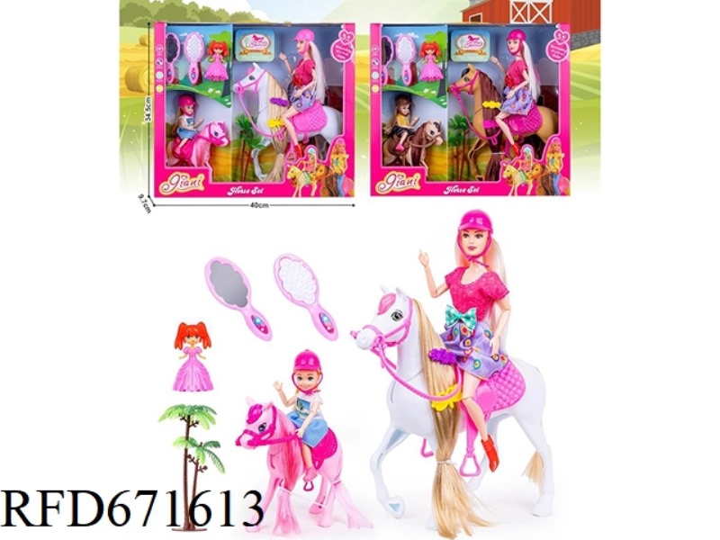 11.5-INCH RIDING BARBIE WITH 5-INCH RIDING LITTLE KELLY + ACCESSORIES